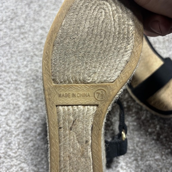Lauren Ralph Lauren Wedge Shoes Womens Size 7.5 Black Ilene Espadrille Sandals - Picture 4 of 14